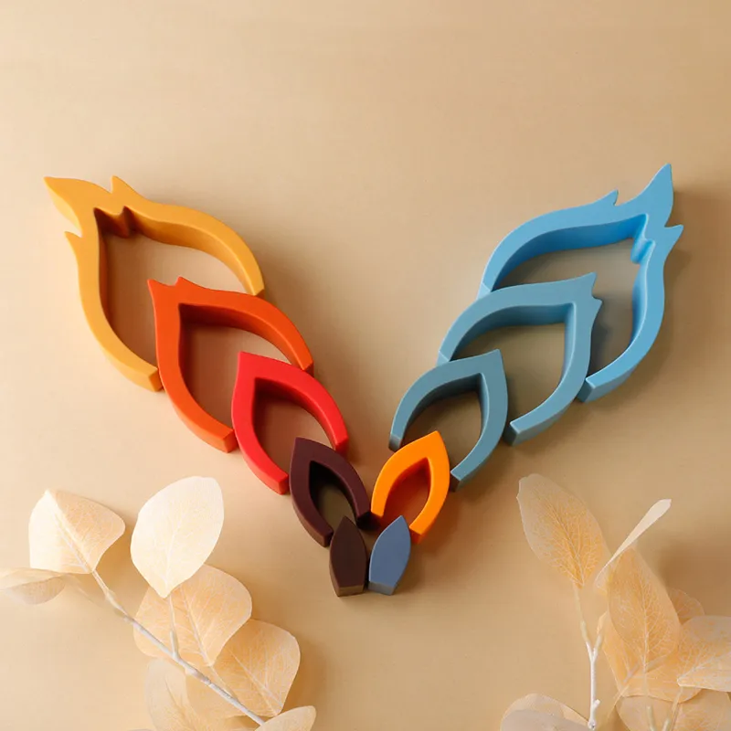 1Set Soft Building Blocks Silicone Stacking Blocks Baby Toys Apple Pineapple Avocado Pear Silicone Building Toys Montessori Toys