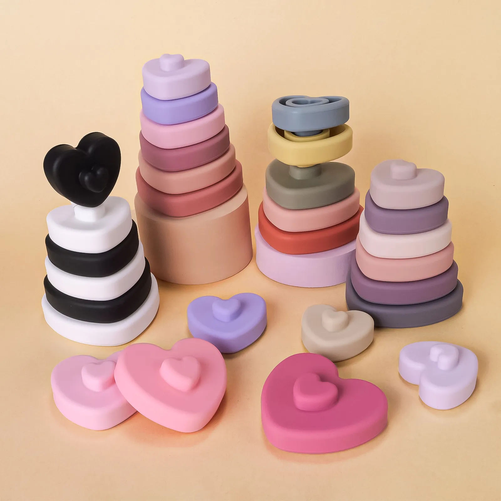 1Set Soft Building Blocks Silicone Stacking Blocks Baby Toys Apple Pineapple Avocado Pear Silicone Building Toys Montessori Toys