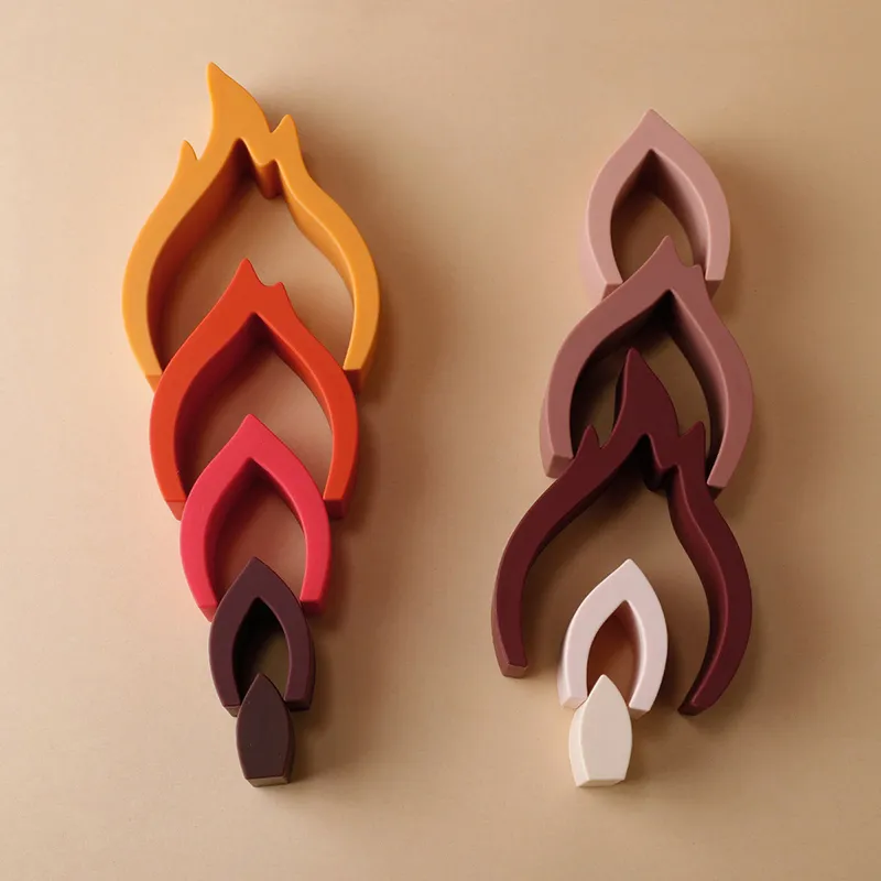 1Set Soft Building Blocks Silicone Stacking Blocks Baby Toys Apple Pineapple Avocado Pear Silicone Building Toys Montessori Toys