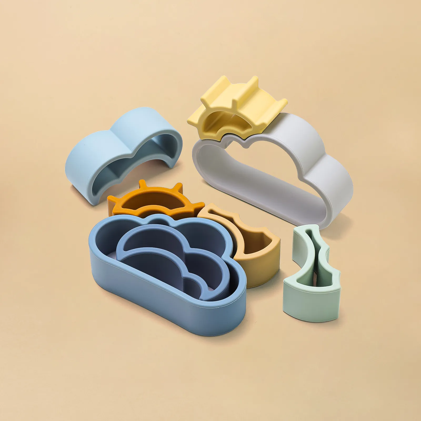 1Set Soft Building Blocks Silicone Stacking Blocks Baby Toys Apple Pineapple Avocado Pear Silicone Building Toys Montessori Toys