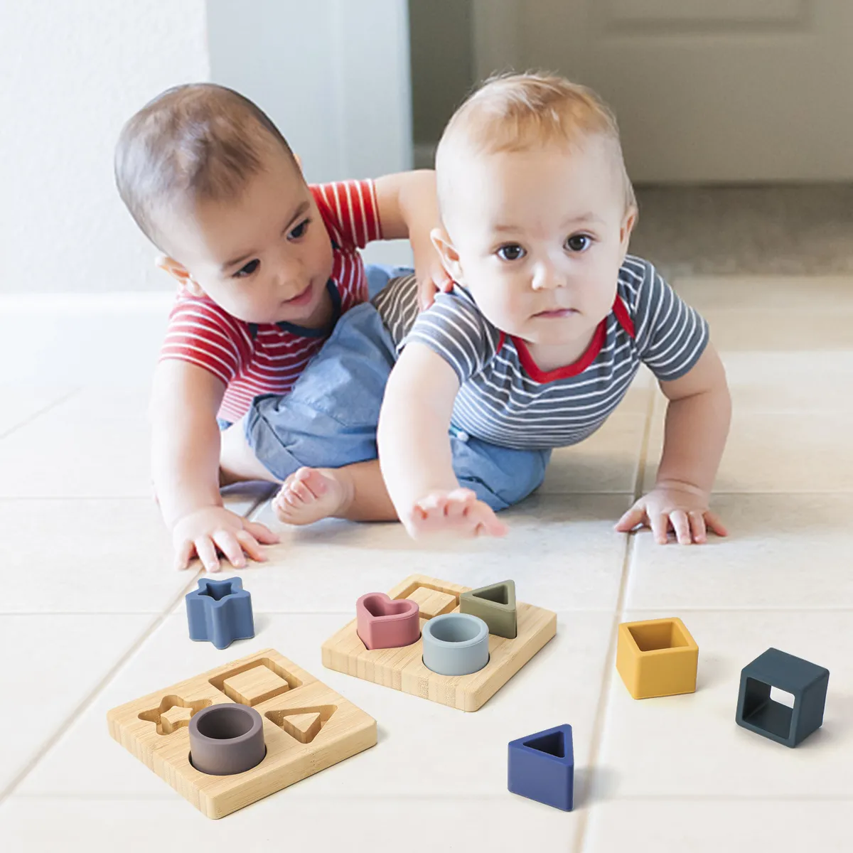 1Set Soft Building Blocks Silicone Stacking Blocks Baby Toys Apple Pineapple Avocado Pear Silicone Building Toys Montessori Toys