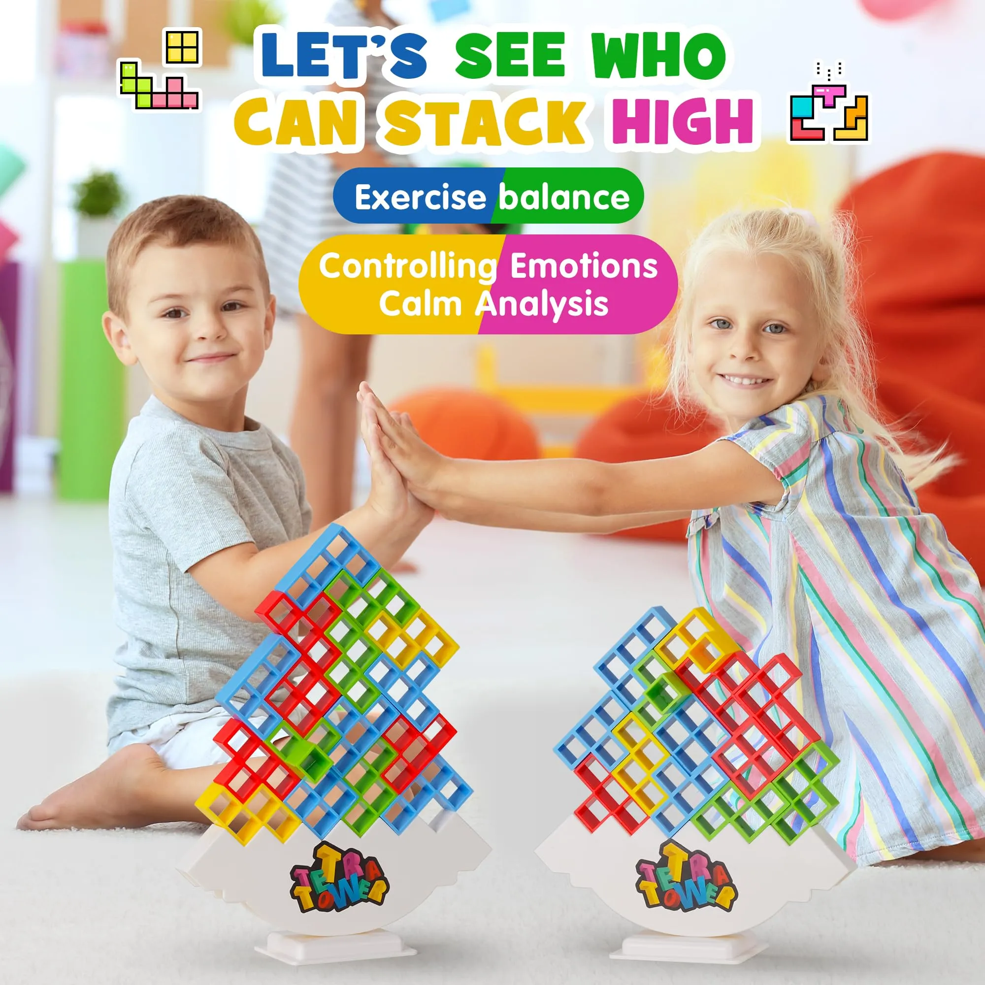 16-64 Building Block Toys Russian Building Blocks Tetra Tower Game Children Swing Balance Stacking Table Game for Kids & Adults