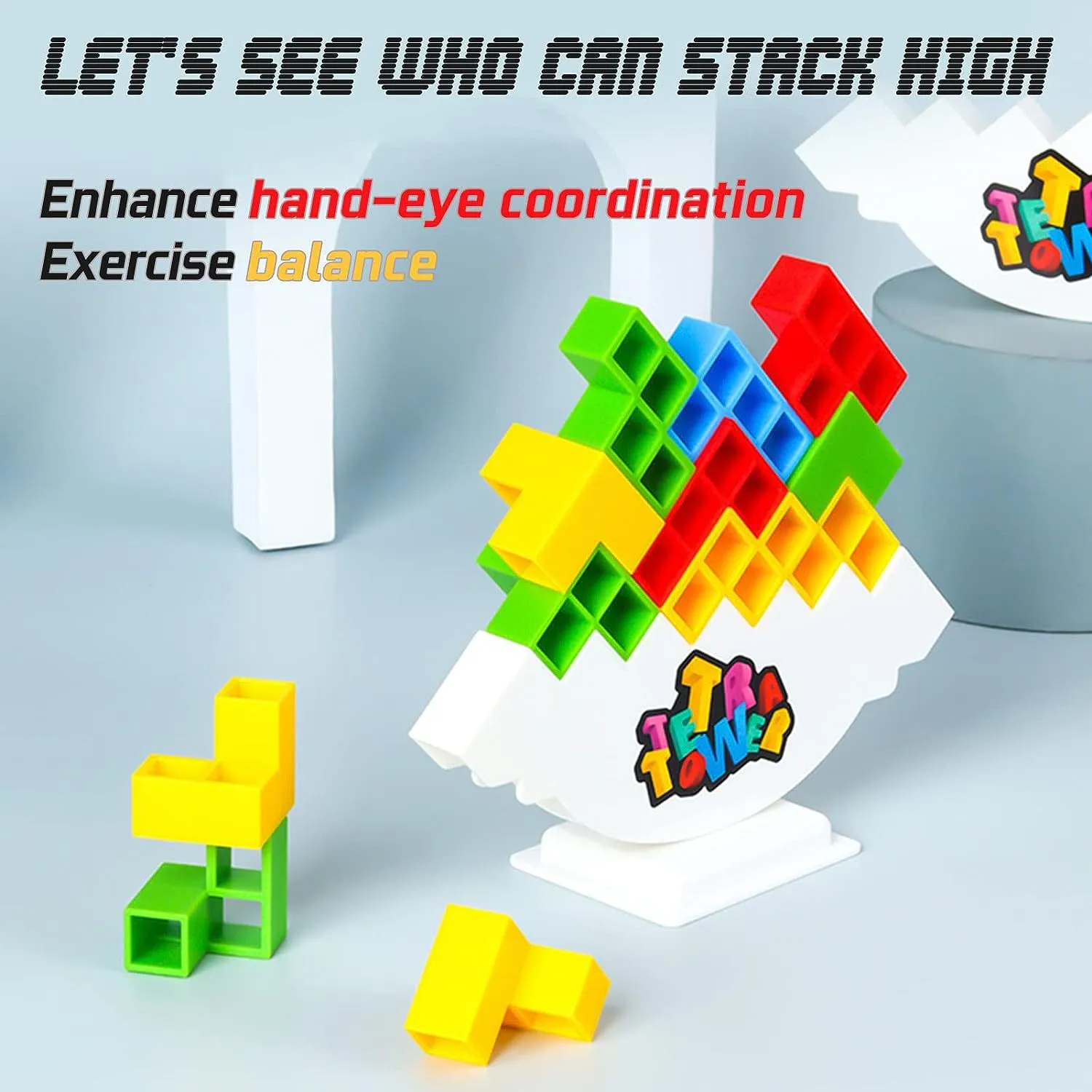 16-64 Building Block Toys Russian Building Blocks Tetra Tower Game Children Swing Balance Stacking Table Game for Kids & Adults