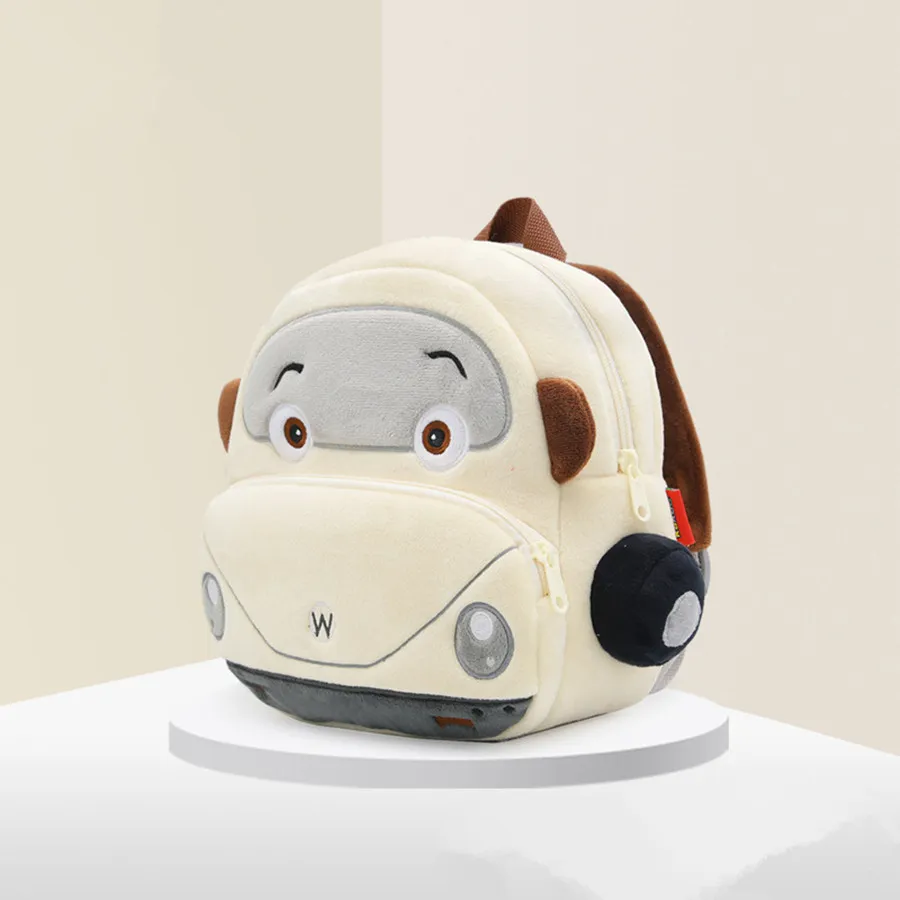 Car Cute Children's School Bag Burden-reduction Backpack Cartoon Plush Backpack Kindergarten Early Education School Bag 2-4T