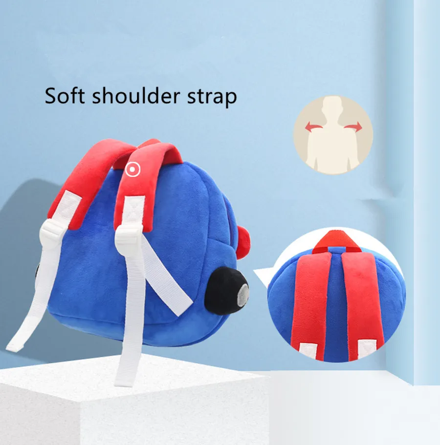 Car Cute Children's School Bag Burden-reduction Backpack Cartoon Plush Backpack Kindergarten Early Education School Bag 2-4T