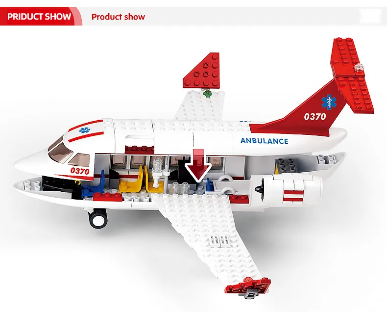 Sluban Airplane Aviation Medical Aircraft Air Ambulance Car City Building Blocks Kit Figures Doll Model Bricks DIY Toys For Kid