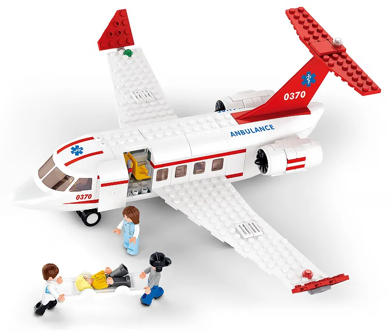 Sluban Airplane Aviation Medical Aircraft Air Ambulance Car City Building Blocks Kit Figures Doll Model Bricks DIY Toys For Kid