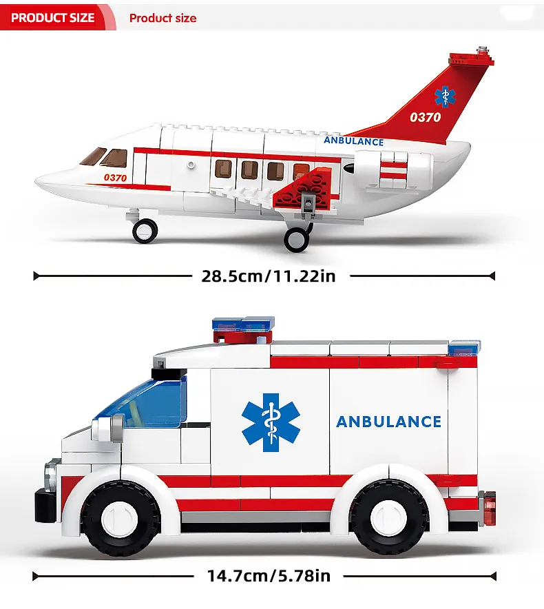 Sluban Airplane Aviation Medical Aircraft Air Ambulance Car City Building Blocks Kit Figures Doll Model Bricks DIY Toys For Kid