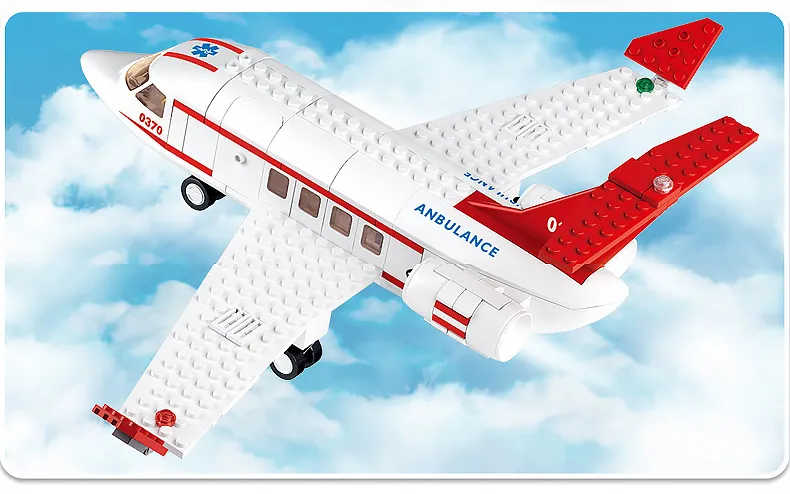 Sluban Airplane Aviation Medical Aircraft Air Ambulance Car City Building Blocks Kit Figures Doll Model Bricks DIY Toys For Kid