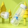 8oz/240ml Normal-Neck Baby Bottle with Straw Brush,Hands-Free PP Feeding Bottle Set-Makes Feeding Easy