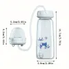 8oz/240ml Normal-Neck Baby Bottle with Straw Brush,Hands-Free PP Feeding Bottle Set-Makes Feeding Easy