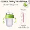 New 0-36 months baby nano-silicone bottle 240ml 150ml with handle Breastmilk-like design Soft milk pulling