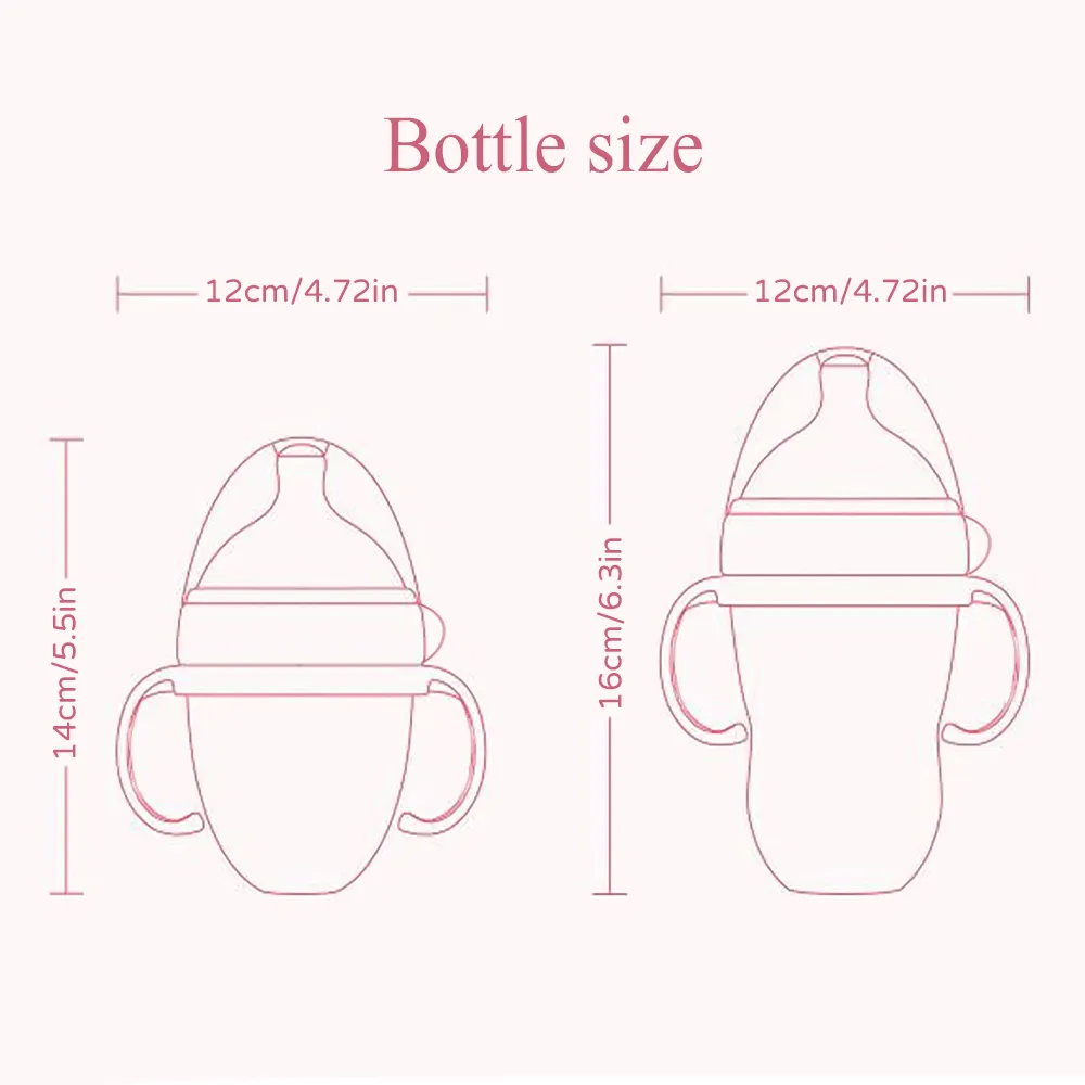 New 0-36 months baby nano-silicone bottle 240ml 150ml with handle Breastmilk-like design Soft milk pulling