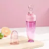 New 90ml/3OZ Colorful Silicone Baby Bottle Feeder with Soft Spoon, Suction Cup and Dust Cap, Portable Squeeze Feeding Bottle