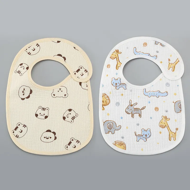 2pcs/set Summer Waterproof Baby Bibs New Cute Cotton Infant Bib Newborn Burp Cloths for Kids Boy Girl Soft Feeding Saliva Towel