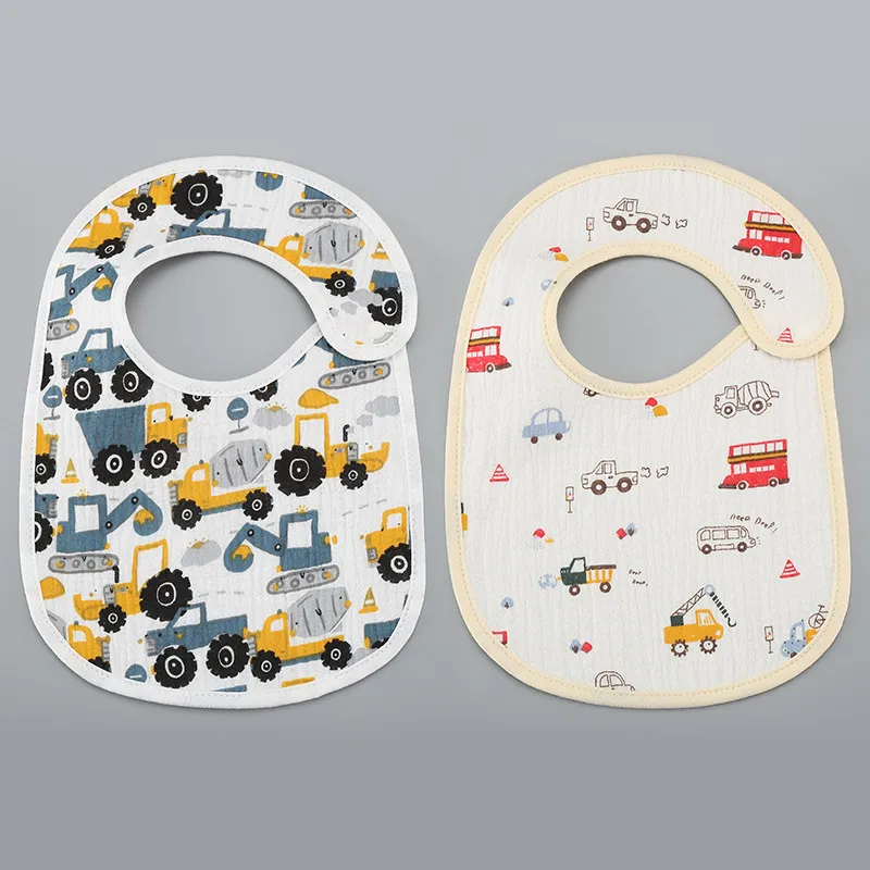2pcs/set Summer Waterproof Baby Bibs New Cute Cotton Infant Bib Newborn Burp Cloths for Kids Boy Girl Soft Feeding Saliva Towel