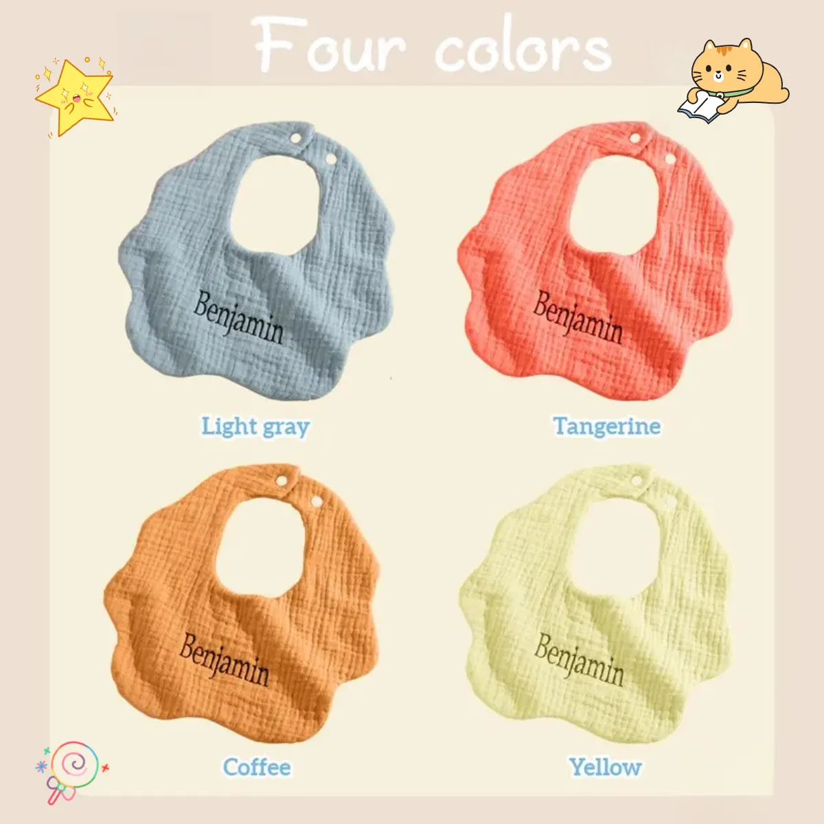 Personalized Custom name Embroidered Newborn letter Nursery Baby bib burp cloth Flower shape Gifts for Boy Girl