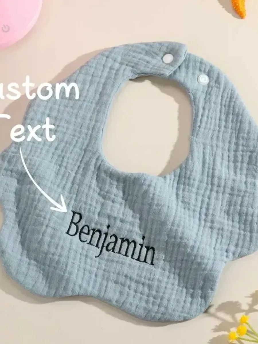 Personalized Custom name Embroidered Newborn letter Nursery Baby bib burp cloth Flower shape Gifts for Boy Girl