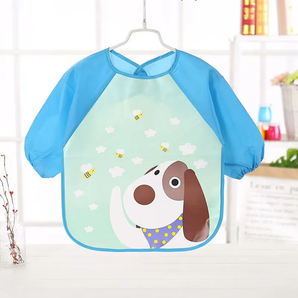 0-3 Years Baby EVA Waterproof Anti-dirty Bib Long Sleeve Strap Coat Dirt Proof Soft Feeding Bib Cute Cartoon Pattern Burp Cloths
