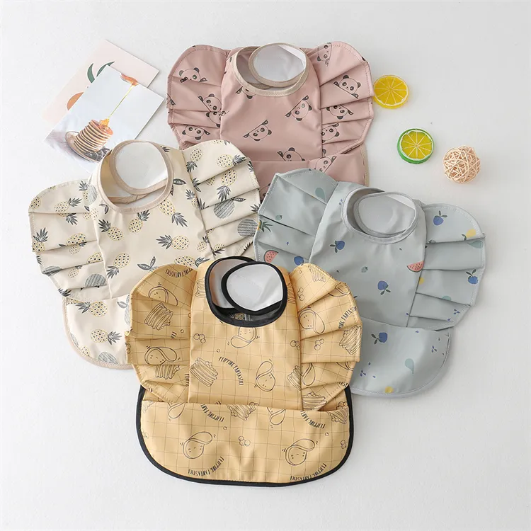 Baby Bibs INS Nordic Style Angel Feed Pocket Burp Girl Boy Infant Meals Bib Waterproof Easy Clean Cute Elephant Bibs Soft PU