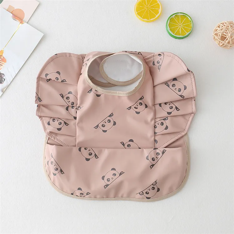 Baby Bibs INS Nordic Style Angel Feed Pocket Burp Girl Boy Infant Meals Bib Waterproof Easy Clean Cute Elephant Bibs Soft PU