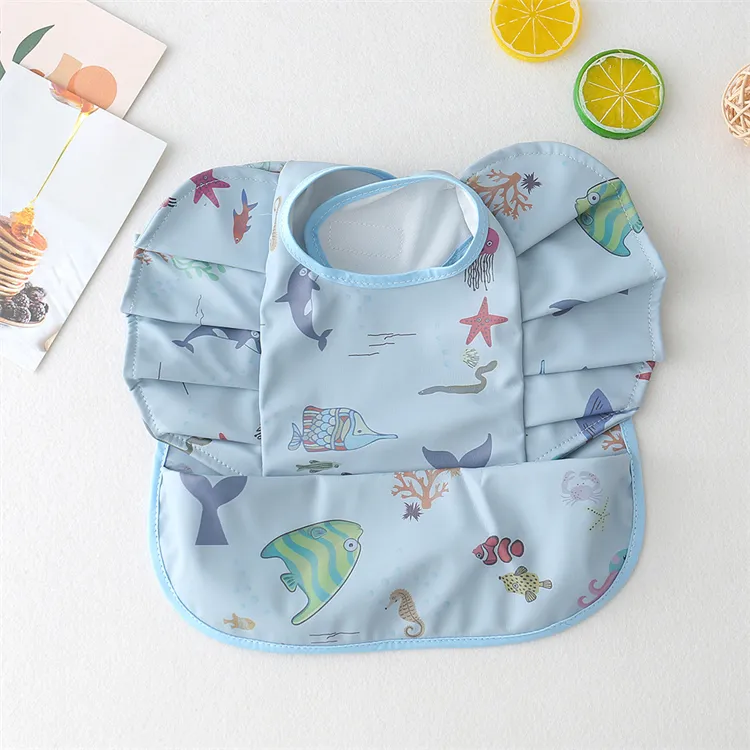 Baby Bibs INS Nordic Style Angel Feed Pocket Burp Girl Boy Infant Meals Bib Waterproof Easy Clean Cute Elephant Bibs Soft PU