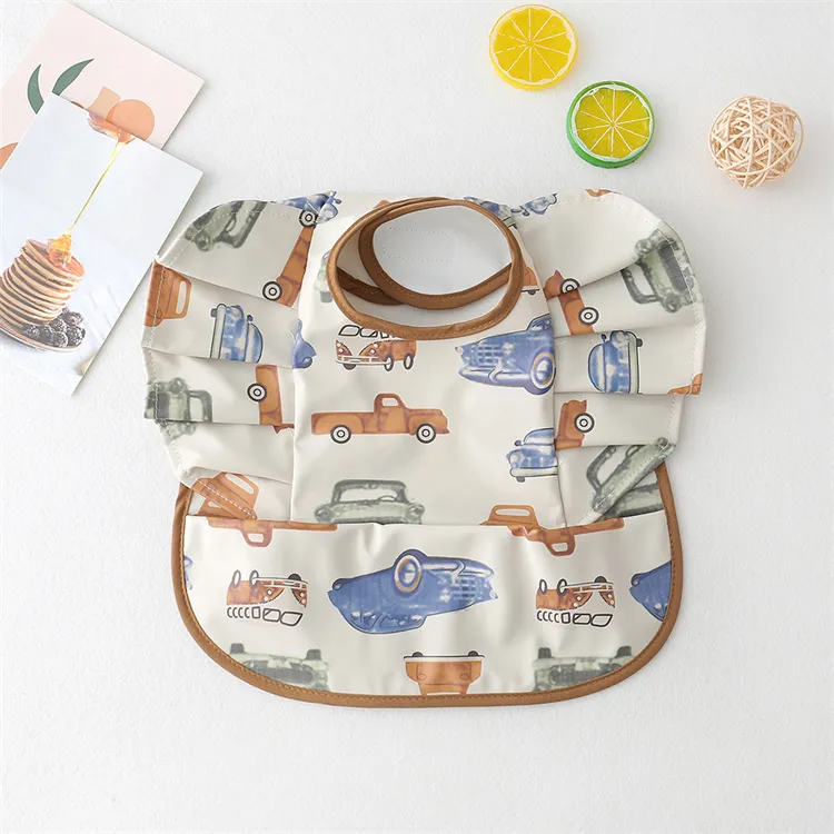 Baby Bibs INS Nordic Style Angel Feed Pocket Burp Girl Boy Infant Meals Bib Waterproof Easy Clean Cute Elephant Bibs Soft PU