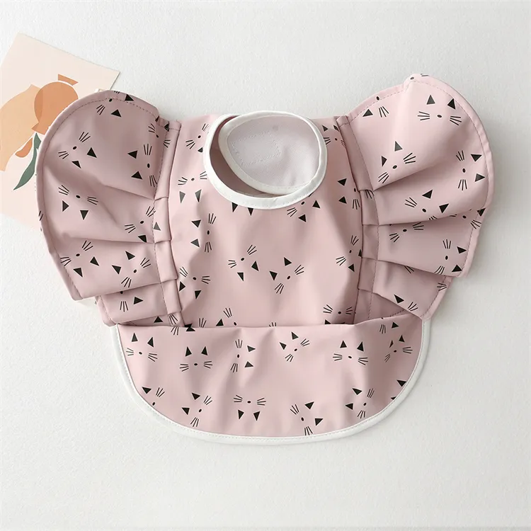 Baby Bibs INS Nordic Style Angel Feed Pocket Burp Girl Boy Infant Meals Bib Waterproof Easy Clean Cute Elephant Bibs Soft PU