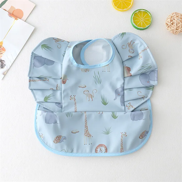 Baby Bibs INS Nordic Style Angel Feed Pocket Burp Girl Boy Infant Meals Bib Waterproof Easy Clean Cute Elephant Bibs Soft PU