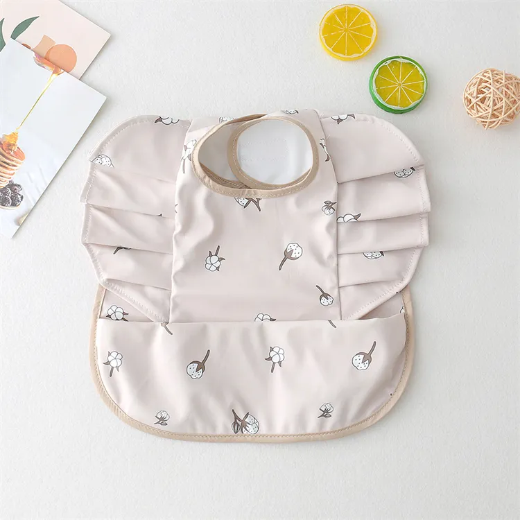Baby Bibs INS Nordic Style Angel Feed Pocket Burp Girl Boy Infant Meals Bib Waterproof Easy Clean Cute Elephant Bibs Soft PU
