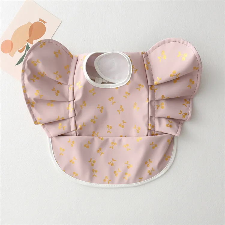Baby Bibs INS Nordic Style Angel Feed Pocket Burp Girl Boy Infant Meals Bib Waterproof Easy Clean Cute Elephant Bibs Soft PU