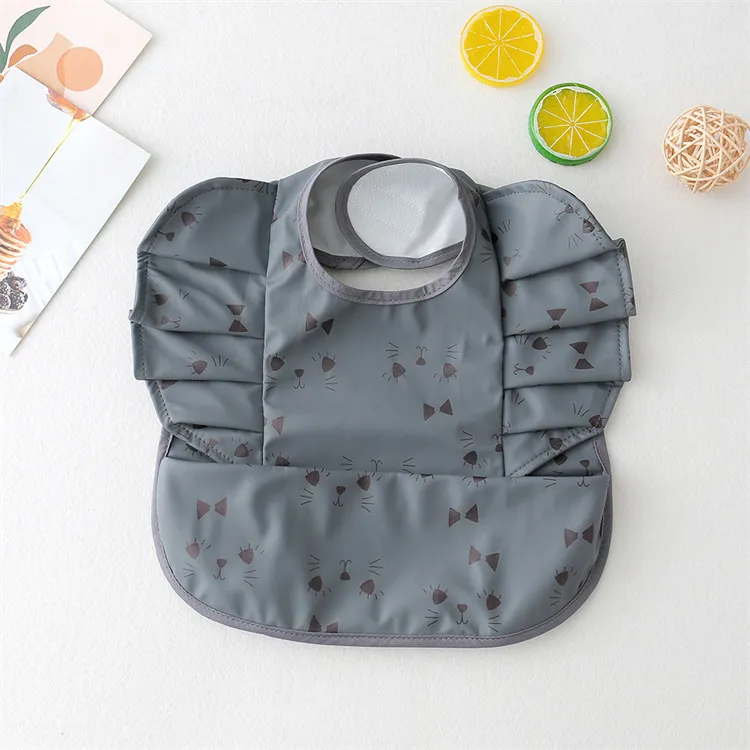 Baby Bibs INS Nordic Style Angel Feed Pocket Burp Girl Boy Infant Meals Bib Waterproof Easy Clean Cute Elephant Bibs Soft PU