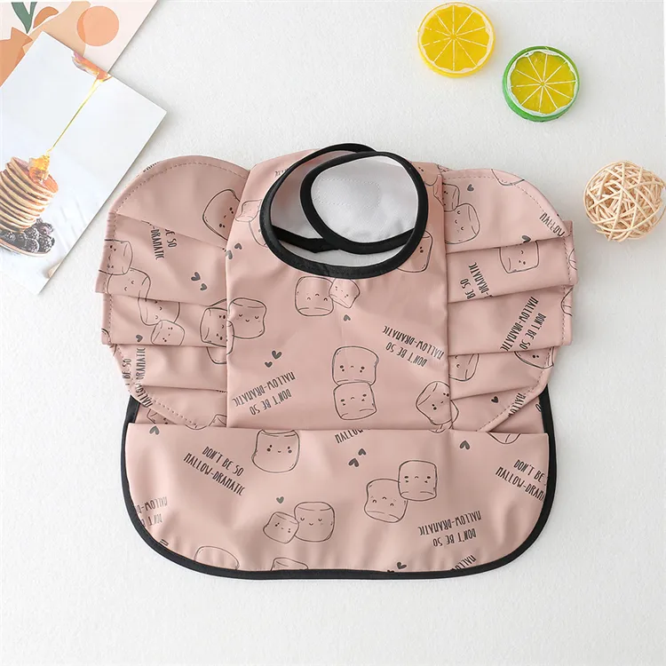 Baby Bibs INS Nordic Style Angel Feed Pocket Burp Girl Boy Infant Meals Bib Waterproof Easy Clean Cute Elephant Bibs Soft PU