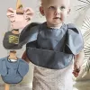 Baby Bibs INS Nordic Style Angel Feed Pocket Burp Girl Boy Infant Meals Bib Waterproof Easy Clean Cute Elephant Bibs Soft PU
