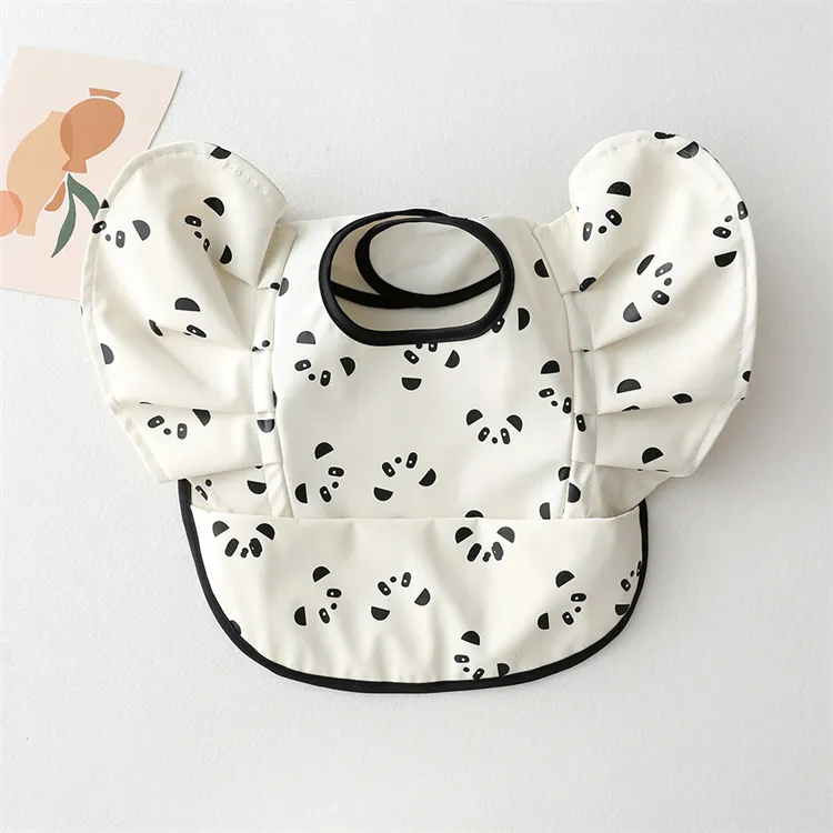 Baby Bibs INS Nordic Style Angel Feed Pocket Burp Girl Boy Infant Meals Bib Waterproof Easy Clean Cute Elephant Bibs Soft PU