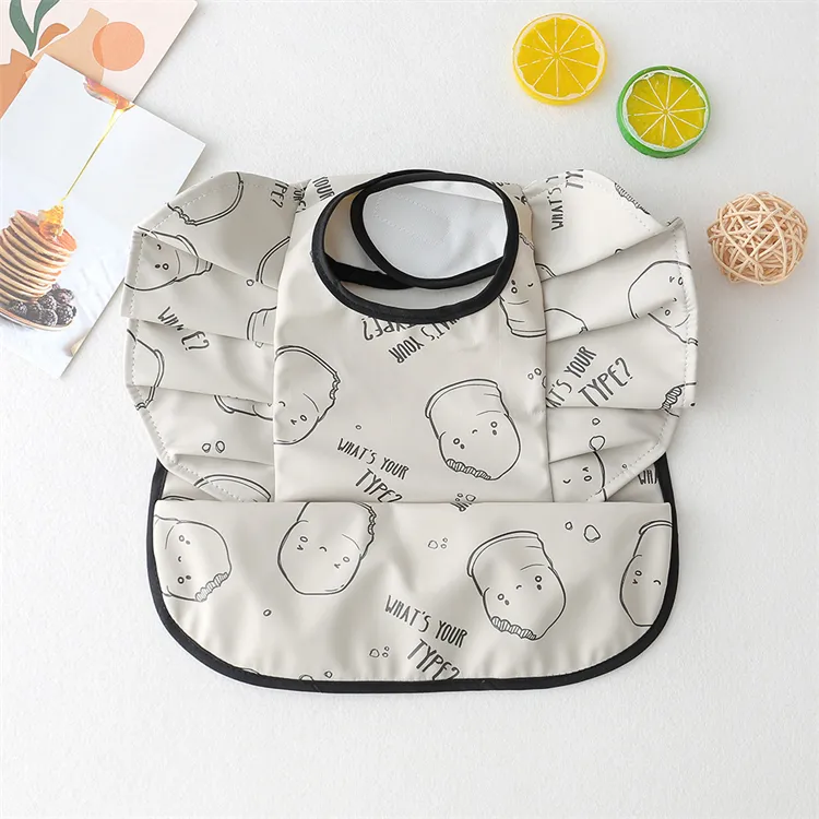 Baby Bibs INS Nordic Style Angel Feed Pocket Burp Girl Boy Infant Meals Bib Waterproof Easy Clean Cute Elephant Bibs Soft PU