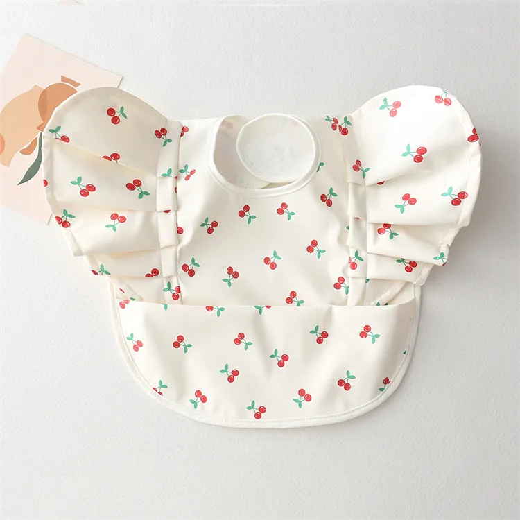 Baby Bibs INS Nordic Style Angel Feed Pocket Burp Girl Boy Infant Meals Bib Waterproof Easy Clean Cute Elephant Bibs Soft PU