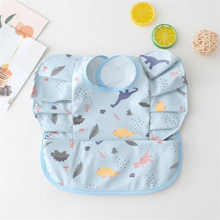 Baby Bibs INS Nordic Style Angel Feed Pocket Burp Girl Boy Infant Meals Bib Waterproof Easy Clean Cute Elephant Bibs Soft PU
