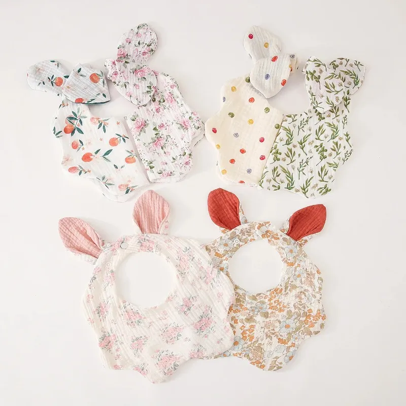 Baby Feeding Cute Rabbit Ear Baby Bib Baby Burp Cloths for Girls Boys