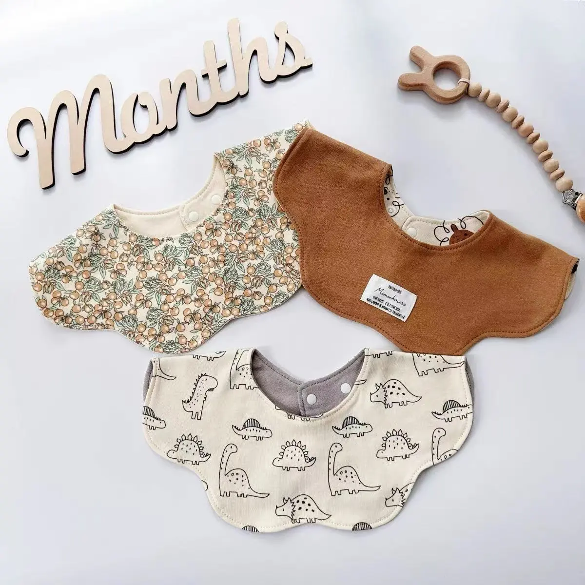 Wholesale Pure Cotton Printed Six-layer 360 Rotatable Baby Feeding Bibs Toddler Saliva Towel Infant two-sided Baby Bibs