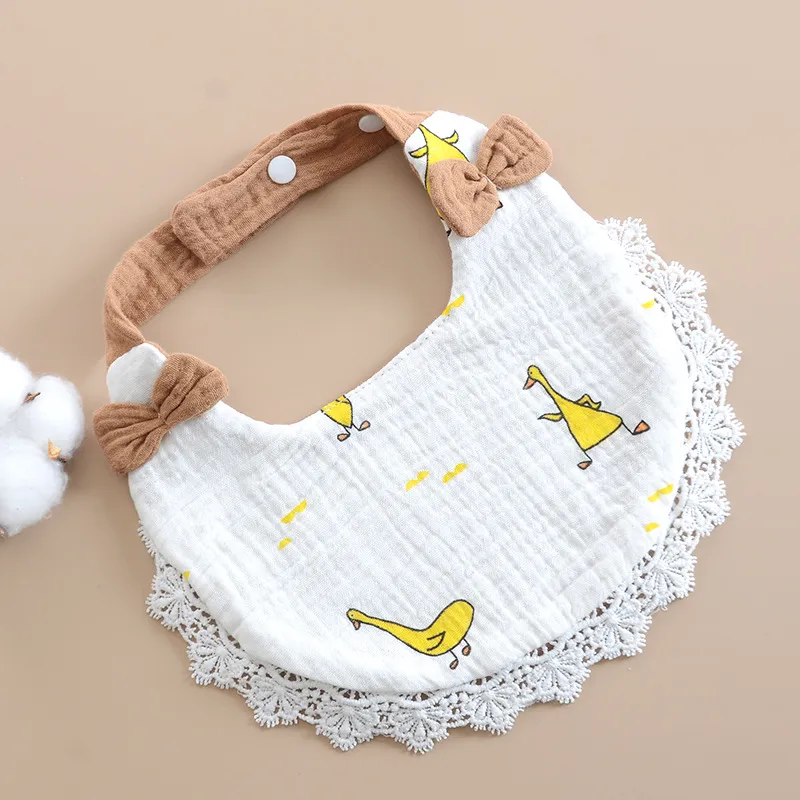 Baby Drool Towel Pure Cotton Bib Bow Lace Breathable Princess Newborn Anti Spit Feeding Soft Washable