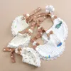 Baby Drool Towel Pure Cotton Bib Bow Lace Breathable Princess Newborn Anti Spit Feeding Soft Washable