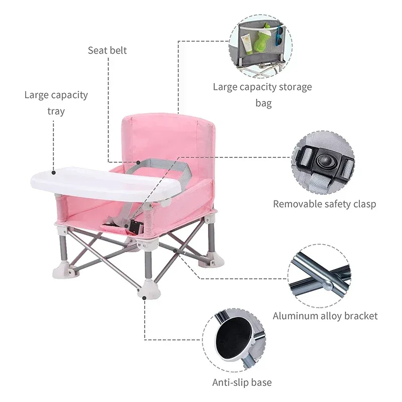 Baby Seat Dining Chair Portable Travel Folding Foldable Feeding Chair for Kids Outdoor Beach Seat Bebe Booster Seats Baby Chair