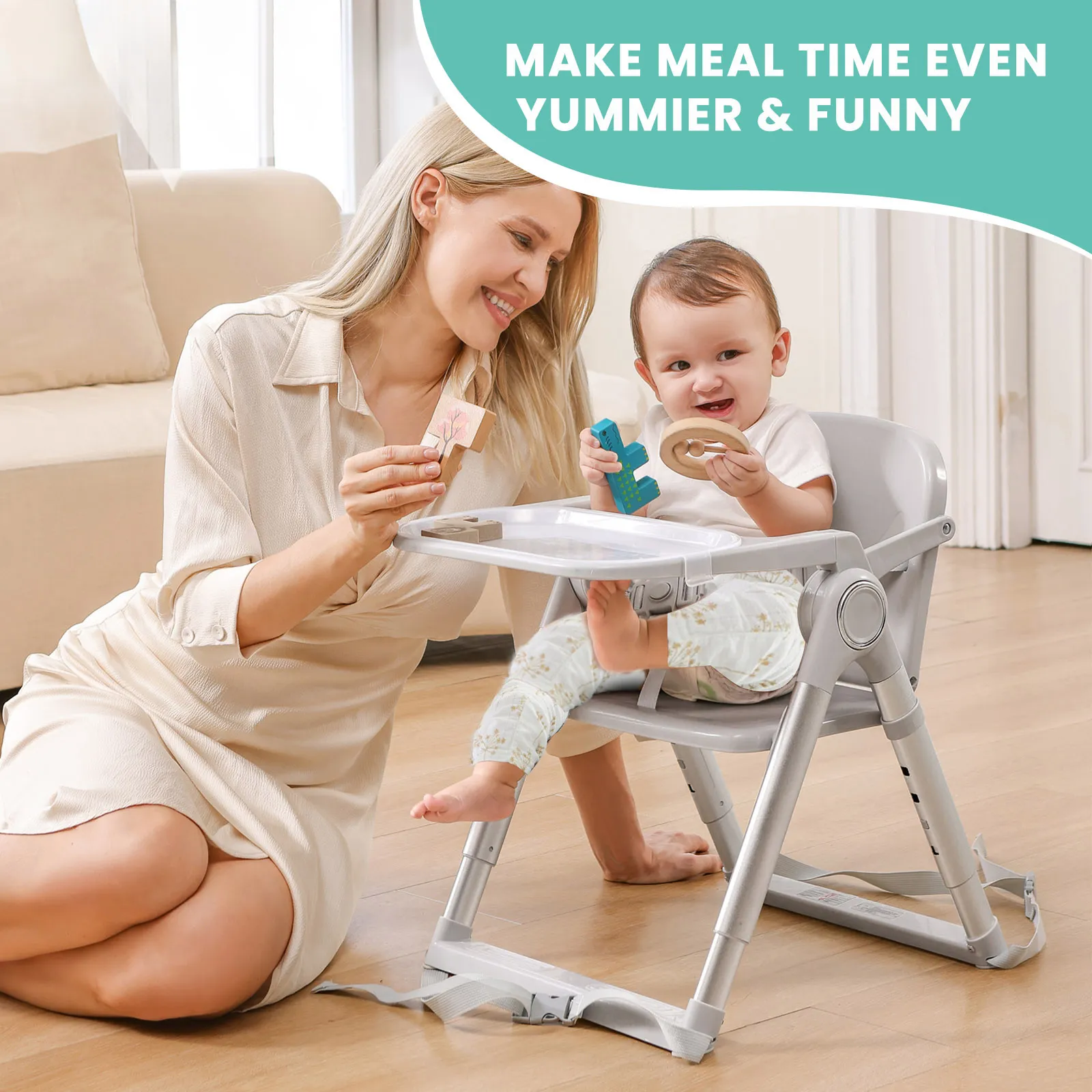 Baby Folding Booster Seat High Chair For Dining