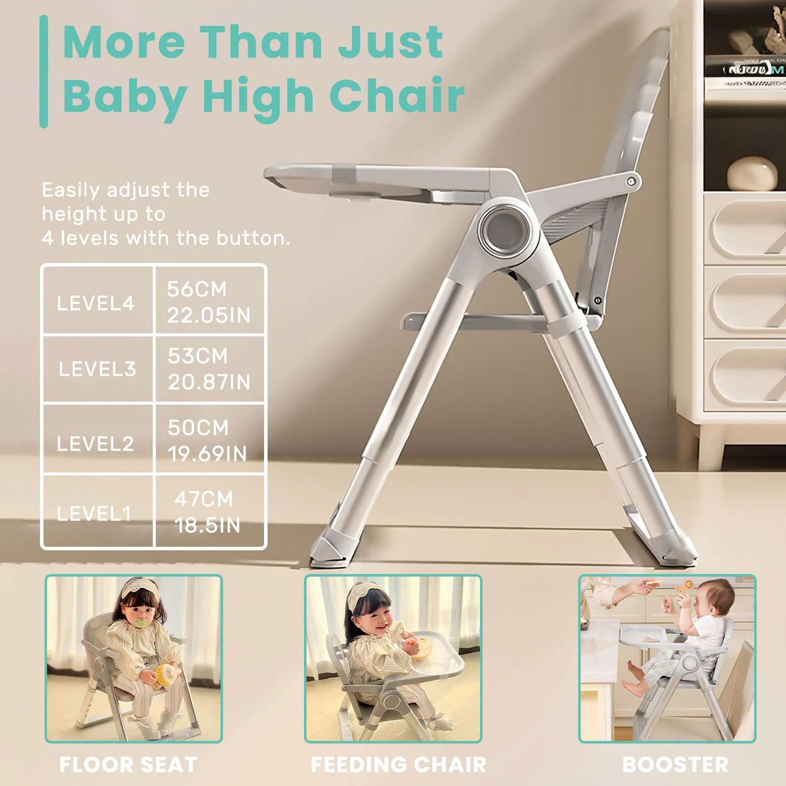 Baby Folding Booster Seat High Chair For Dining, Baby Toddler Portable Feeding Seat for Children 6 Months to 3 Years Approx