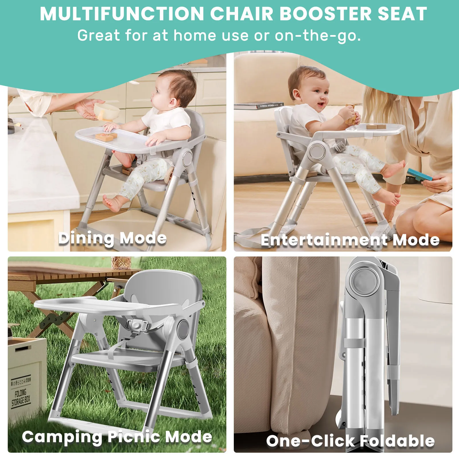 Baby Folding Booster Seat High Chair For Dining, Baby Toddler Portable Feeding Seat for Children 6 Months to 3 Years Approx