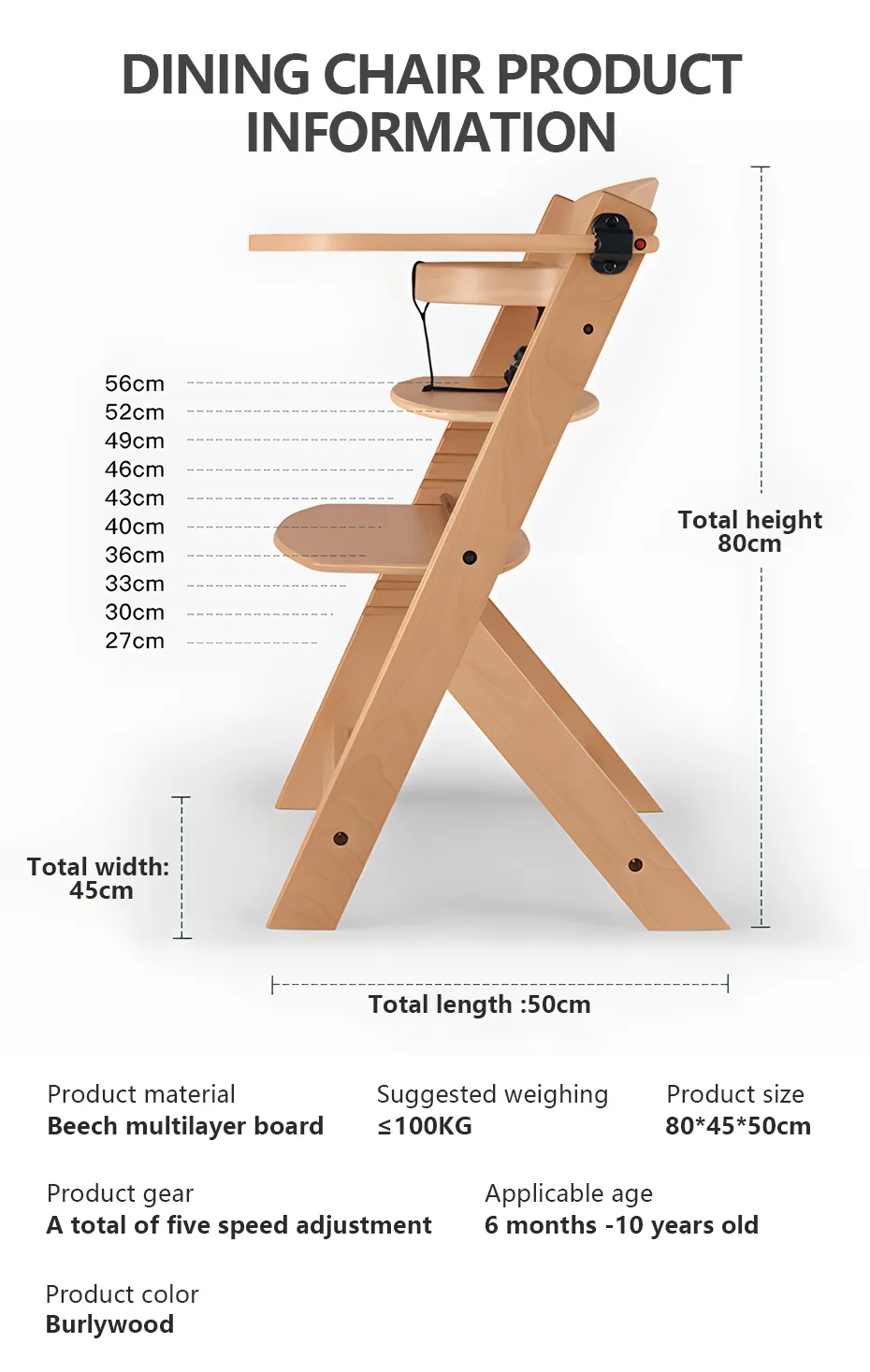 Dining Chairs Baby Feeding Chair Solid Wood Baby Dining High Chair For Babe Chair Multifunctional Baby Chaise Enfant