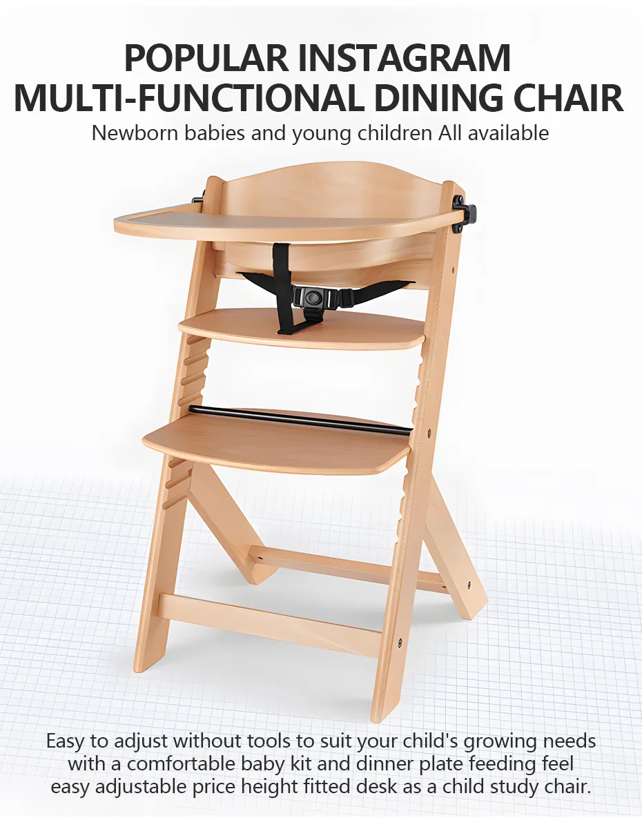 Dining Chairs Baby Feeding Chair Solid Wood Baby Dining High Chair For Babe Chair Multifunctional Baby Chaise Enfant
