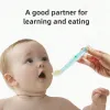 1pc Baby Silicone Suction Cup Spoon Heart Pattern Soft Safe And Helps Babies Eat Independently Traning Self Feeding