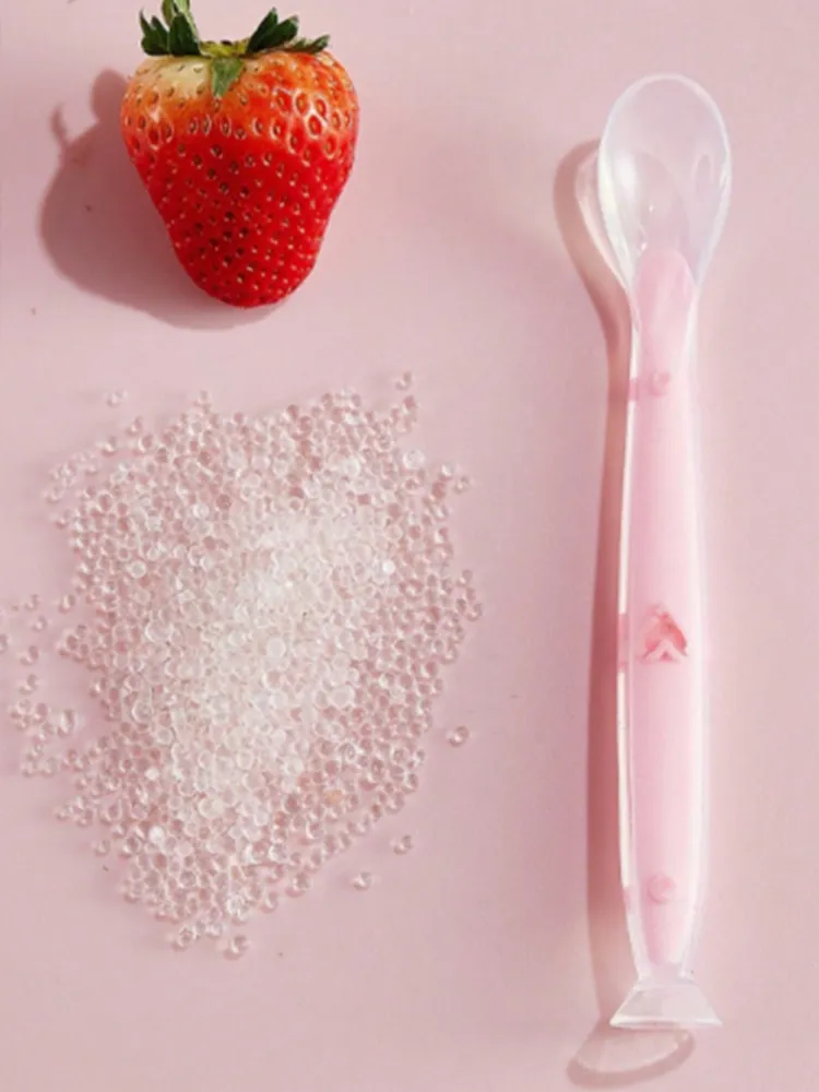 1pc Baby Silicone Suction Cup Spoon Heart Pattern Soft Safe And Helps Babies Eat Independently Traning Self Feeding